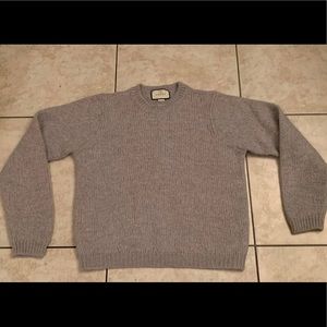 AUTHENTIC GUCCI GG WOOL EMBROIDERED CREWNECK GRAY SWEATER FITS SZ L